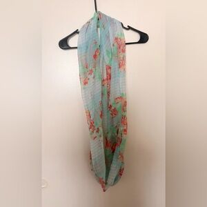 Light Blue Floral Chiffon Scarf - Women's Accessory
